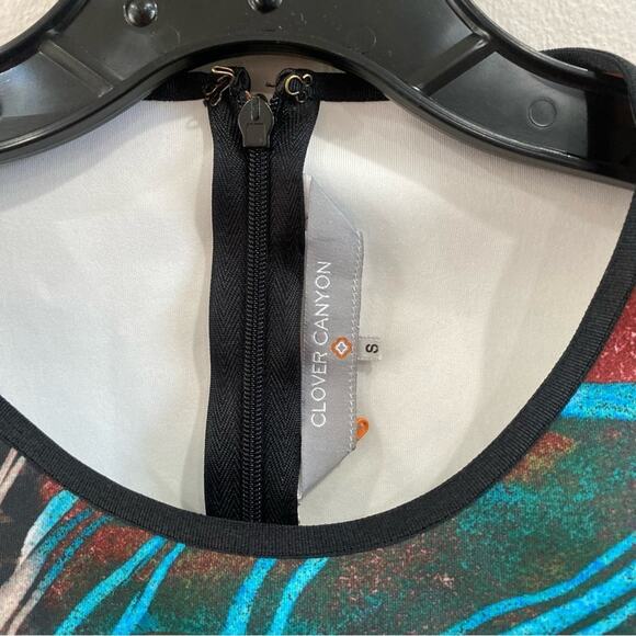 Clover Canyon Abstract Print Sleeveless Bodycon Sheath Dress Sz Small - Picture 3 of 10